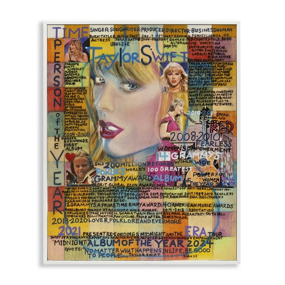 Stupell Industries Taylor Musician Collage People Drawing White Framed Art Print Wall Art, 24 x 30