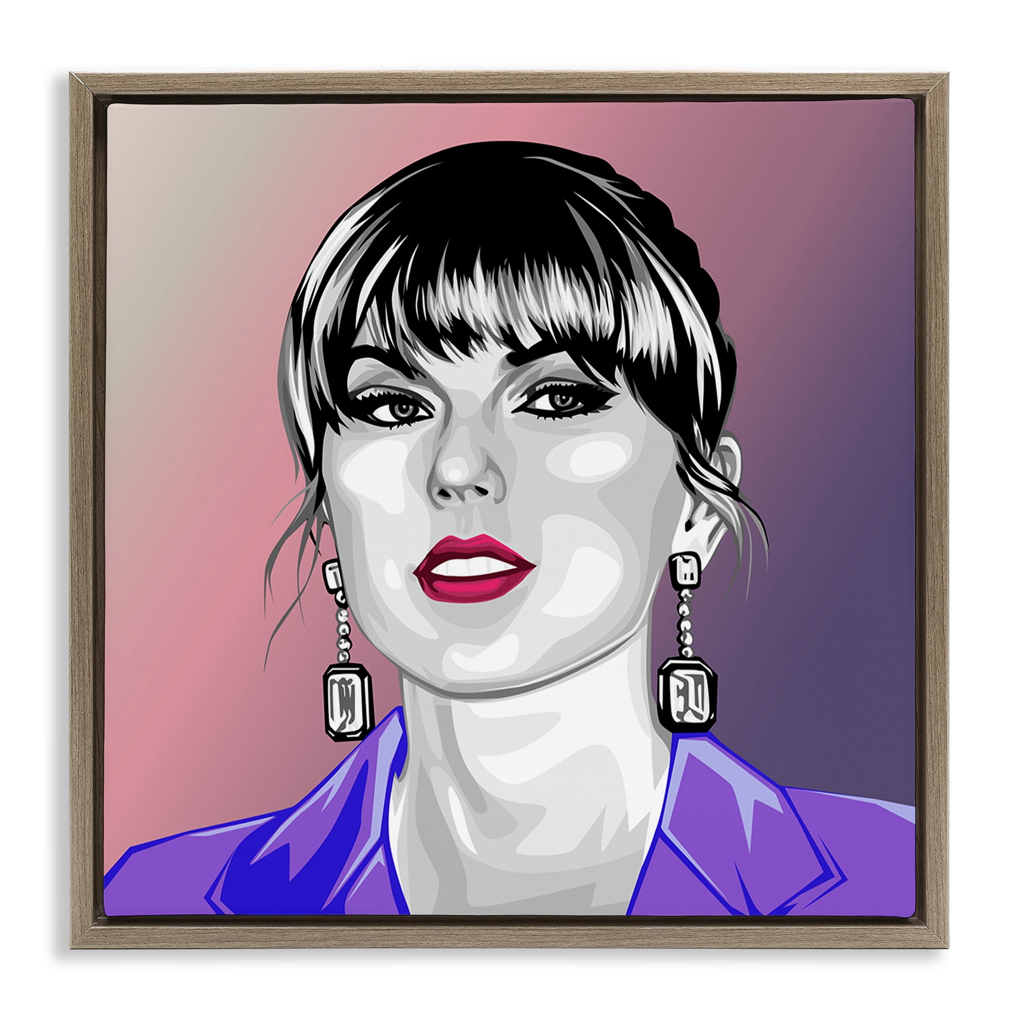 Stupell Industries Taylor Wearing Purple People Painting Brown Floater Framed Canvas Art Print Wall Art, 18 x 18