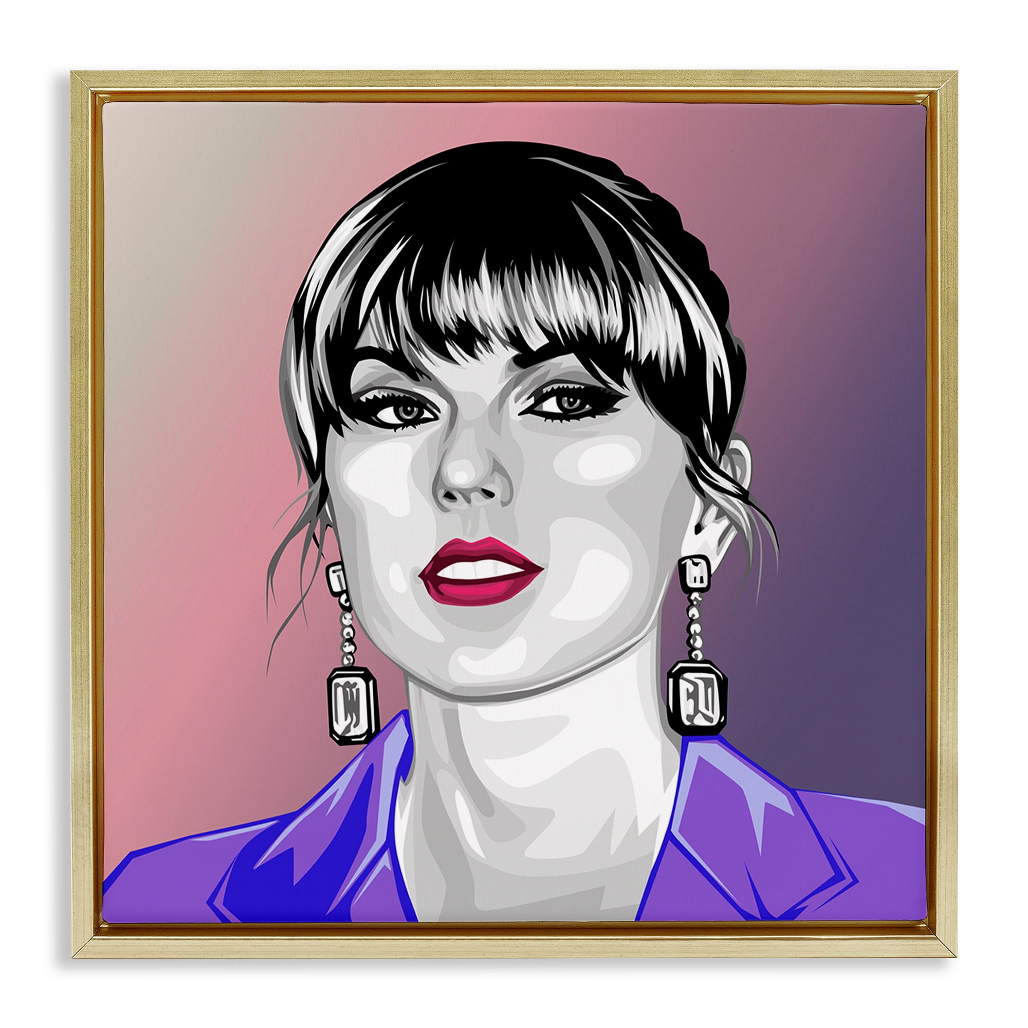 Stupell Industries Taylor Wearing Purple People Painting Gold Floater Framed Canvas Art Print Wall Art, 18 x 18