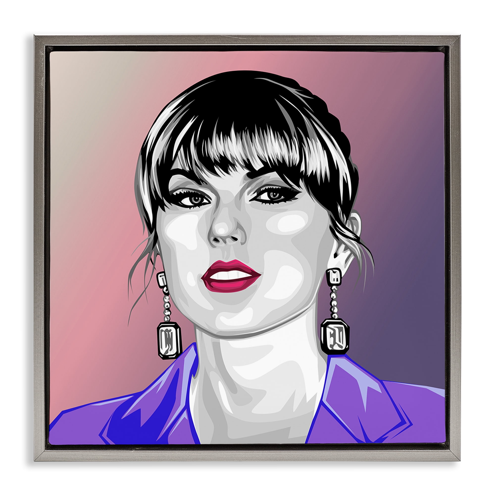 Stupell Industries Taylor Wearing Purple People Painting Gray Floater Framed Canvas Art Print Wall Art, 25 x 25