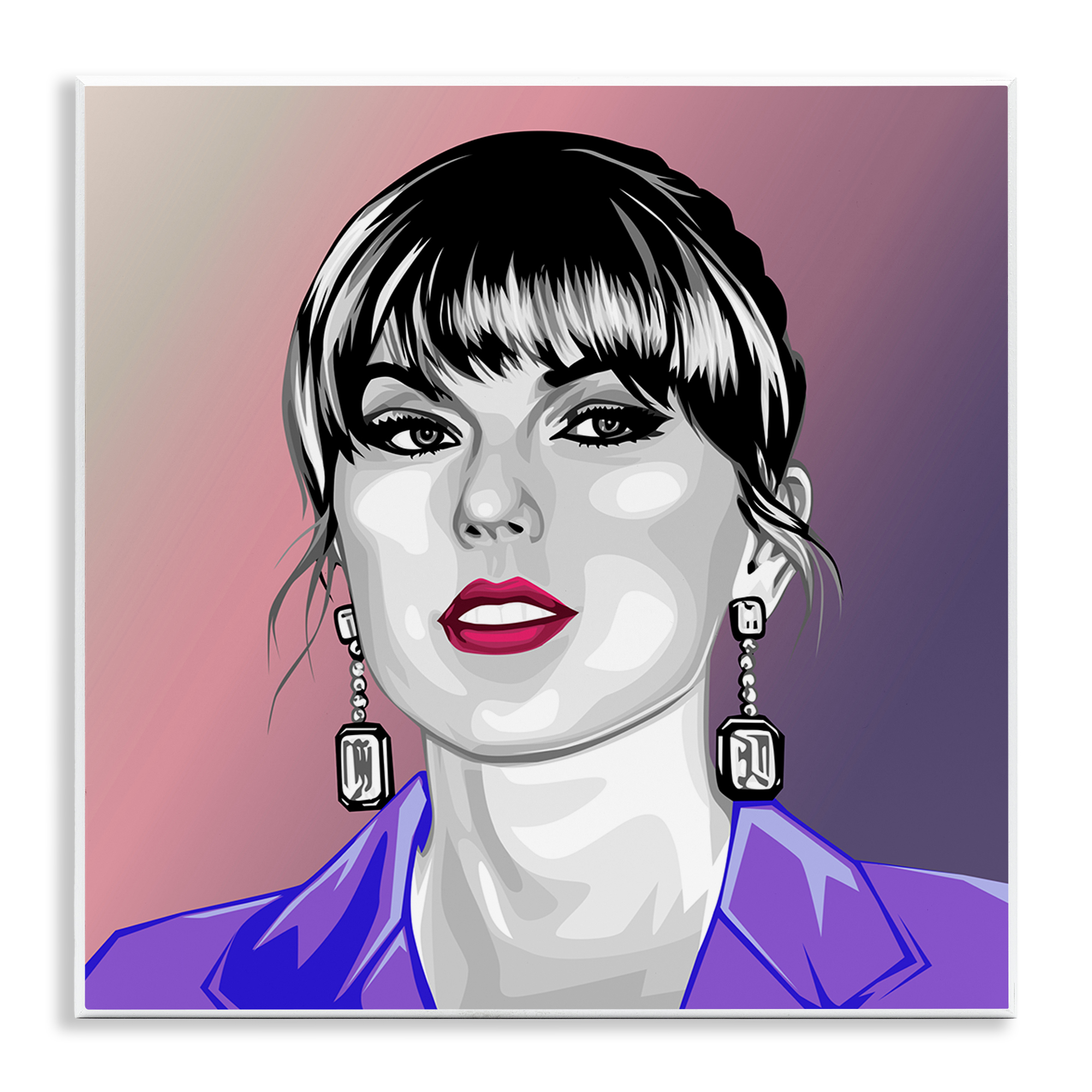 Stupell Industries Taylor Wearing Purple People Painting Unframed Art Print Wall Art, 12 x 12