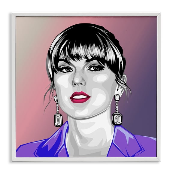 Stupell Industries Taylor Wearing Purple People Painting White Framed Art Print Wall Art, 12 x 12