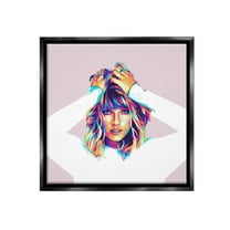 Stupell Industries Taylor with Bold Hues Abstract Painting Black Floater Framed Canvas Art Print Wall Art, 18 x 18