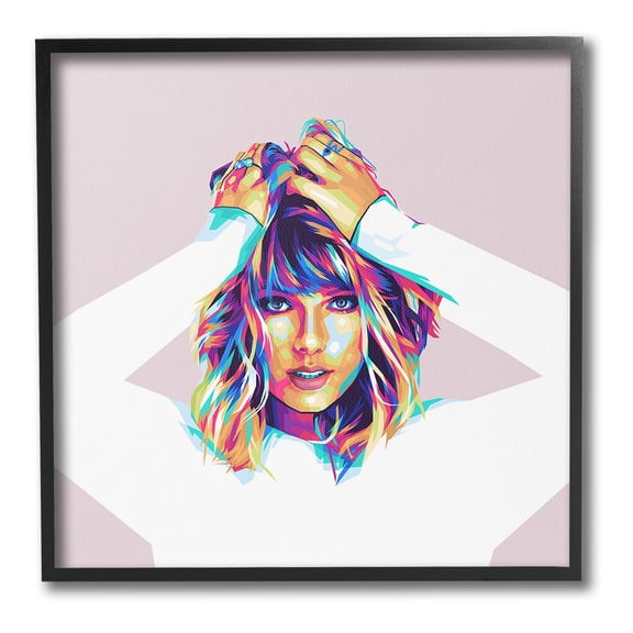 Stupell Industries Taylor with Bold Hues Abstract Painting Black Framed Art Print Wall Art, 24 x 24