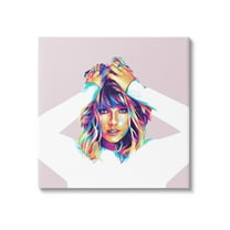 Stupell Industries Taylor with Bold Hues Abstract Painting Gallery Wrapped Canvas Art Print Wall Art, 17 x 17