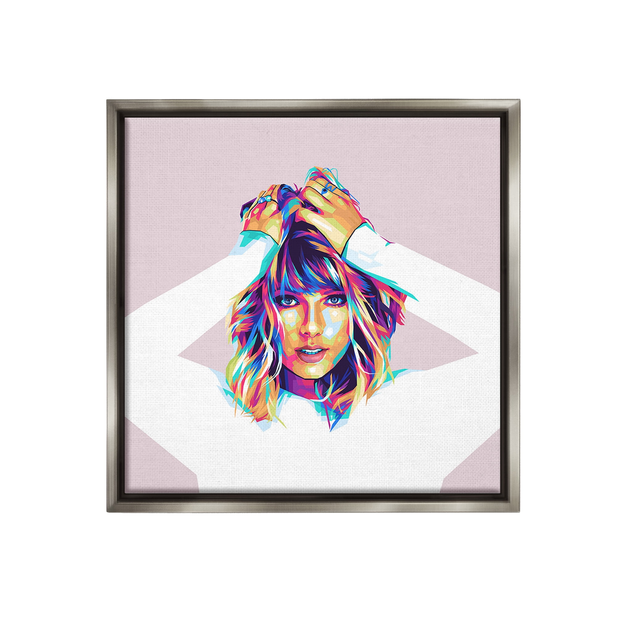 Stupell Industries Taylor with Bold Hues Abstract Painting Gray Floater Framed Canvas Art Print Wall Art, 25 x 25