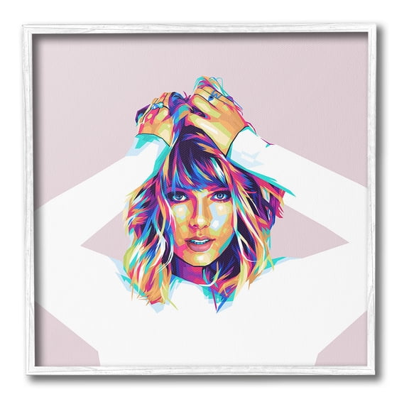 Stupell Industries Taylor with Bold Hues Abstract Painting White Framed Art Print Wall Art, 12 x 12