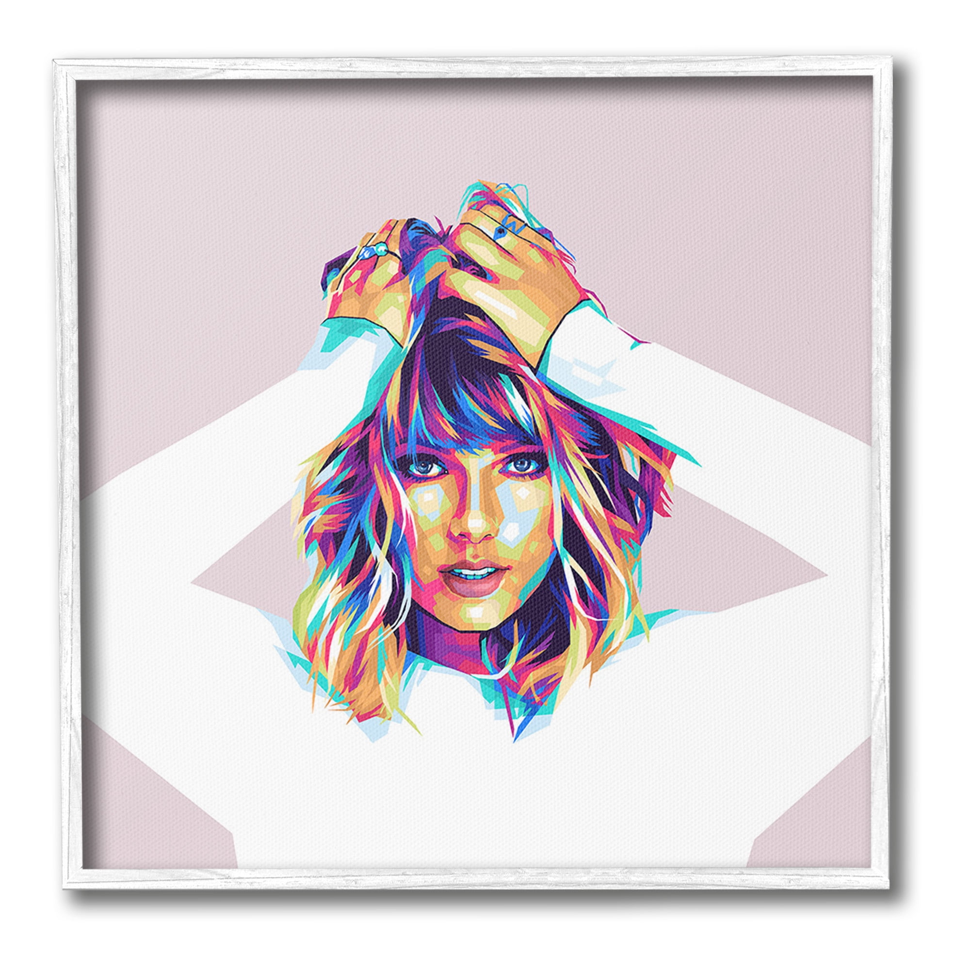 Stupell Industries Taylor with Bold Hues Abstract Painting White Framed Art Print Wall Art, 24 x 24