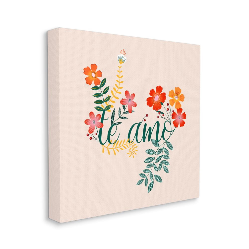 Stupell Industries Te Amo Floral Romantic Word Design Designed by Grace Popp