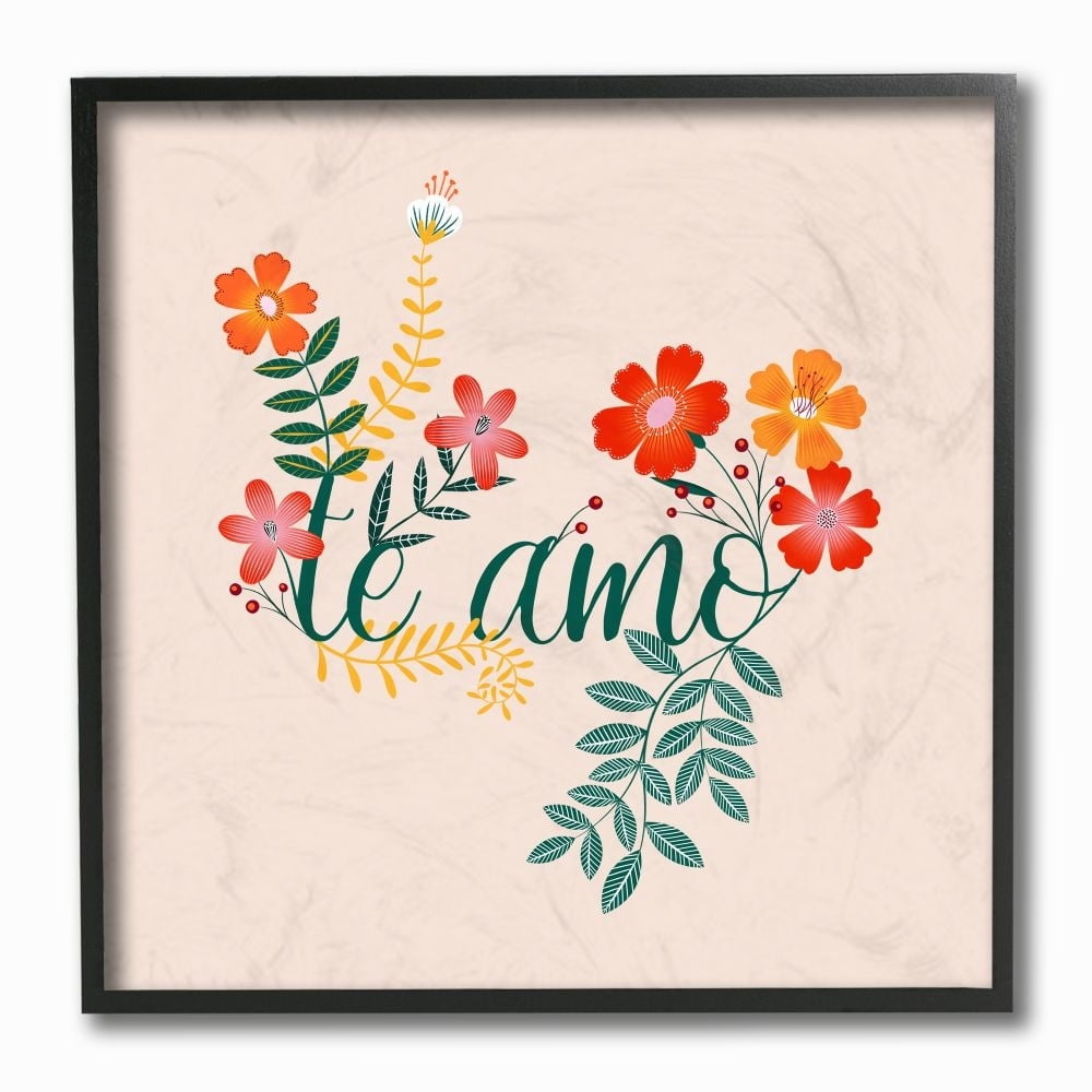 Stupell Industries Te Amo Floral Romantic Word Design Designed by Grace Popp