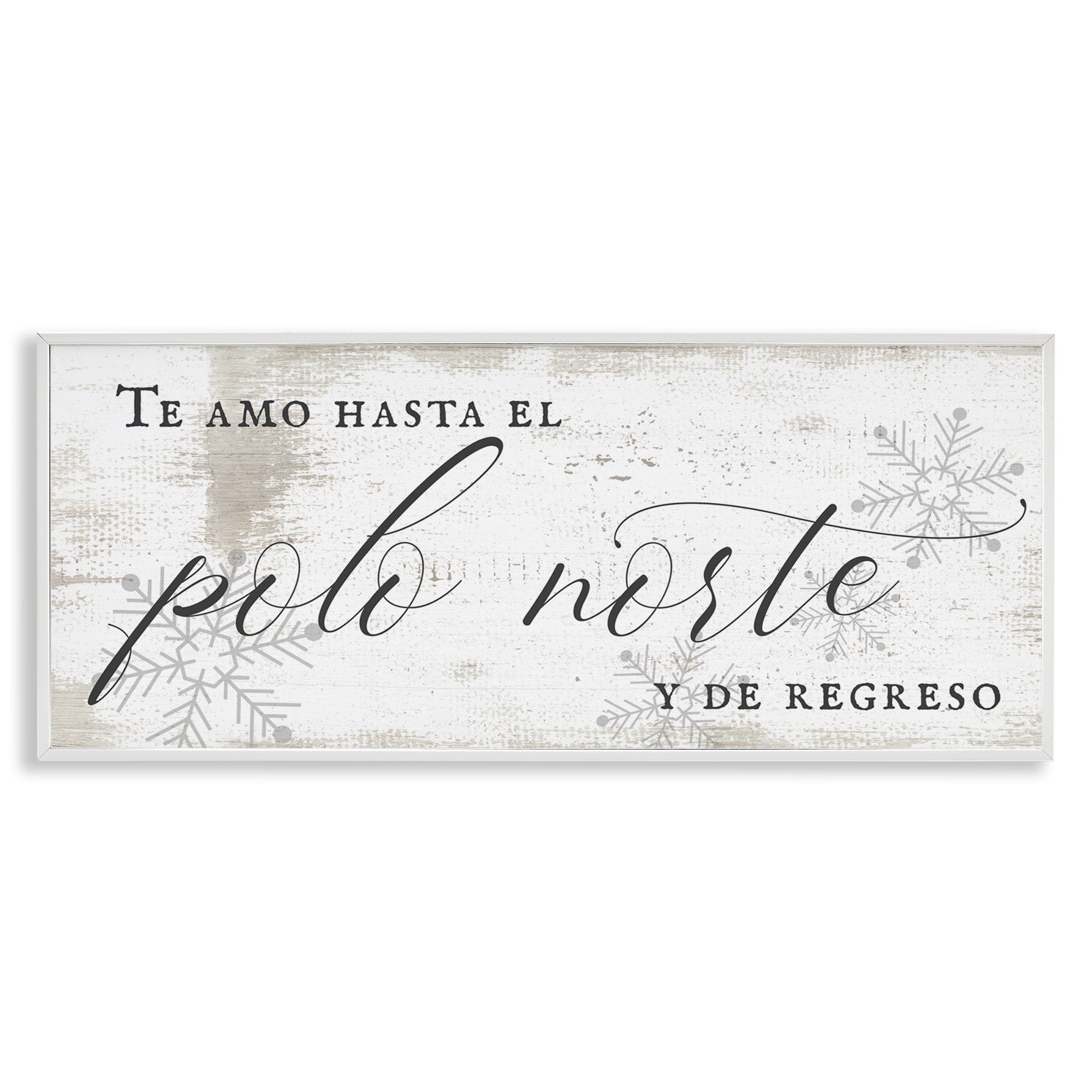Stupell Industries Te Amo Hasta el Polo Norte Holiday Painting White Framed Art Print Wall Art, 24 x 10