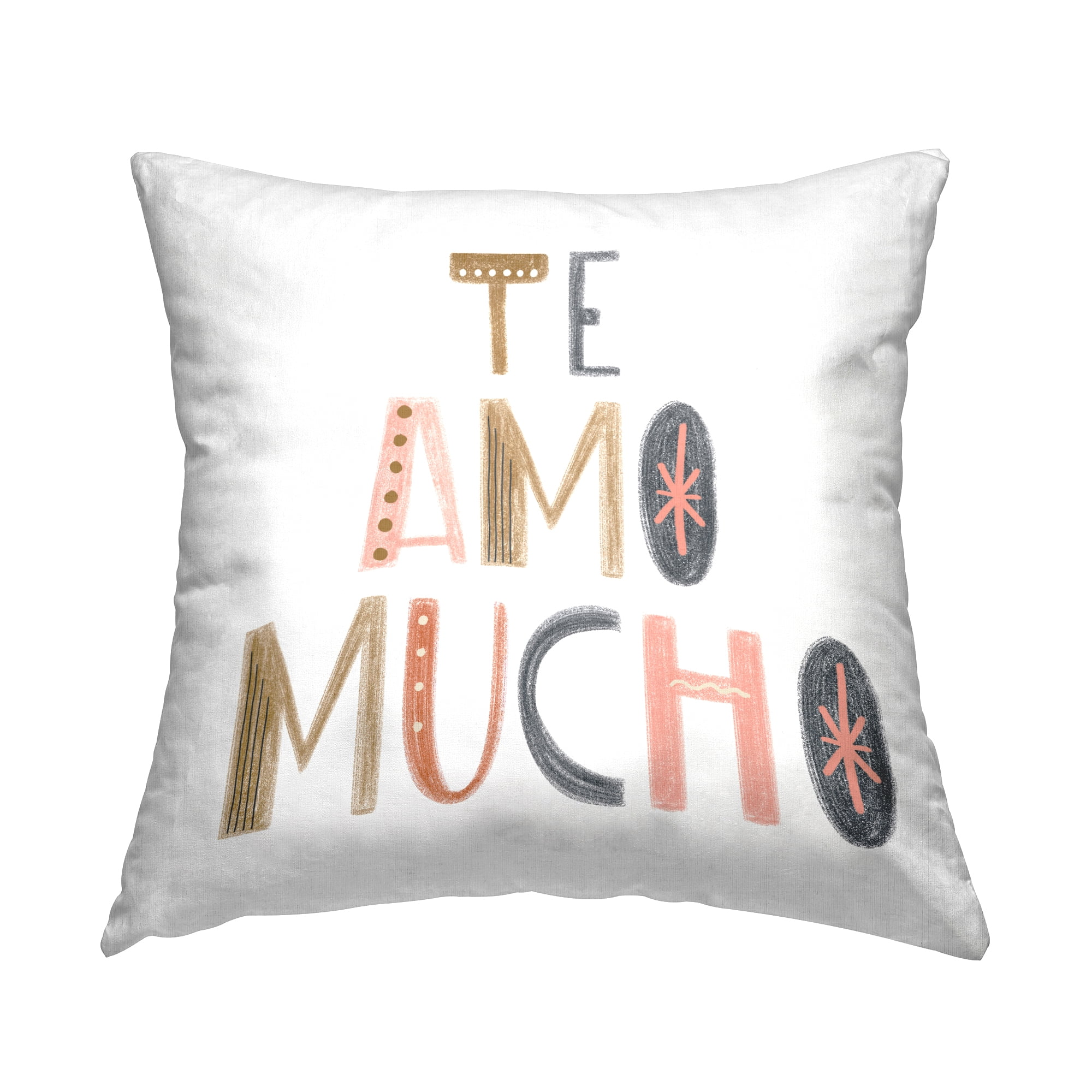 Stupell Industries Te Amo Mucho Creativo Decorative Printed Throw Pillow, 18 x 7 x 18