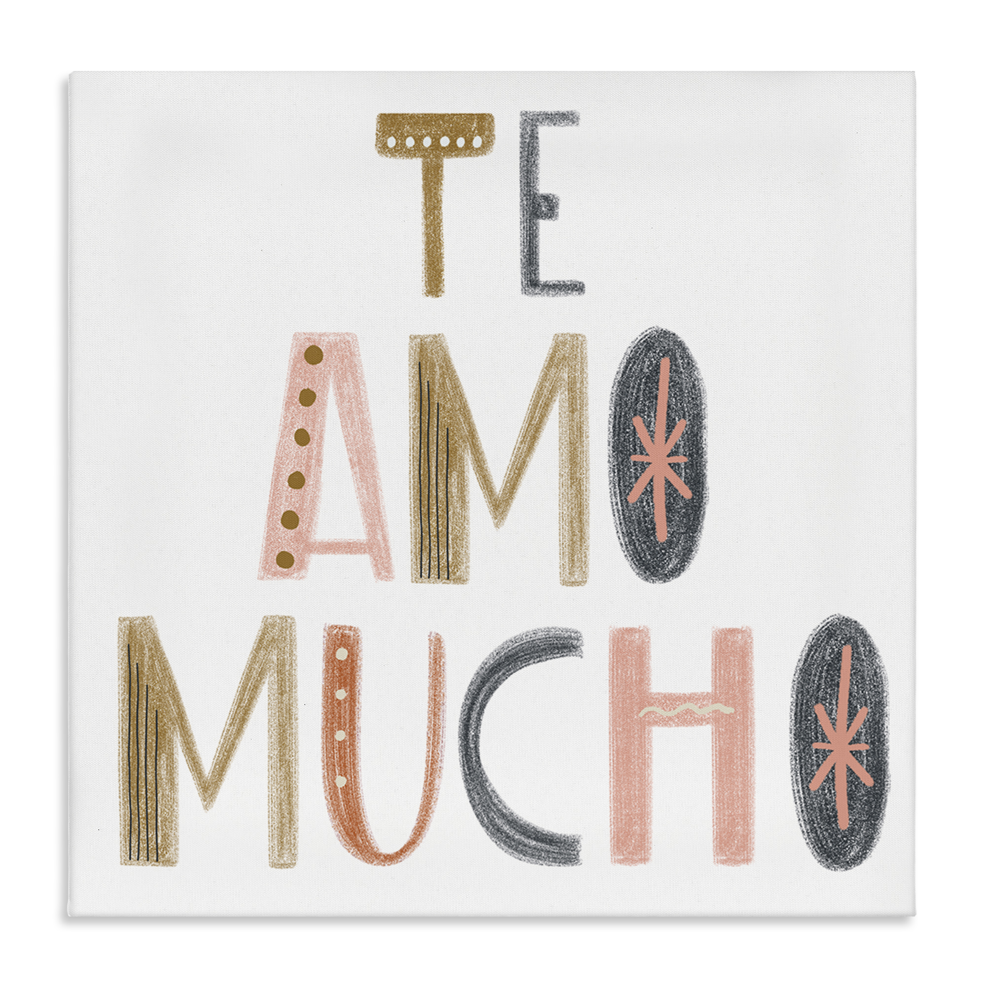 Stupell Industries Te Amo Mucho Creativo Inspirational Quotes & Sayings Painting Wrapped Canvas Art Print Wall Art, 30 x 30