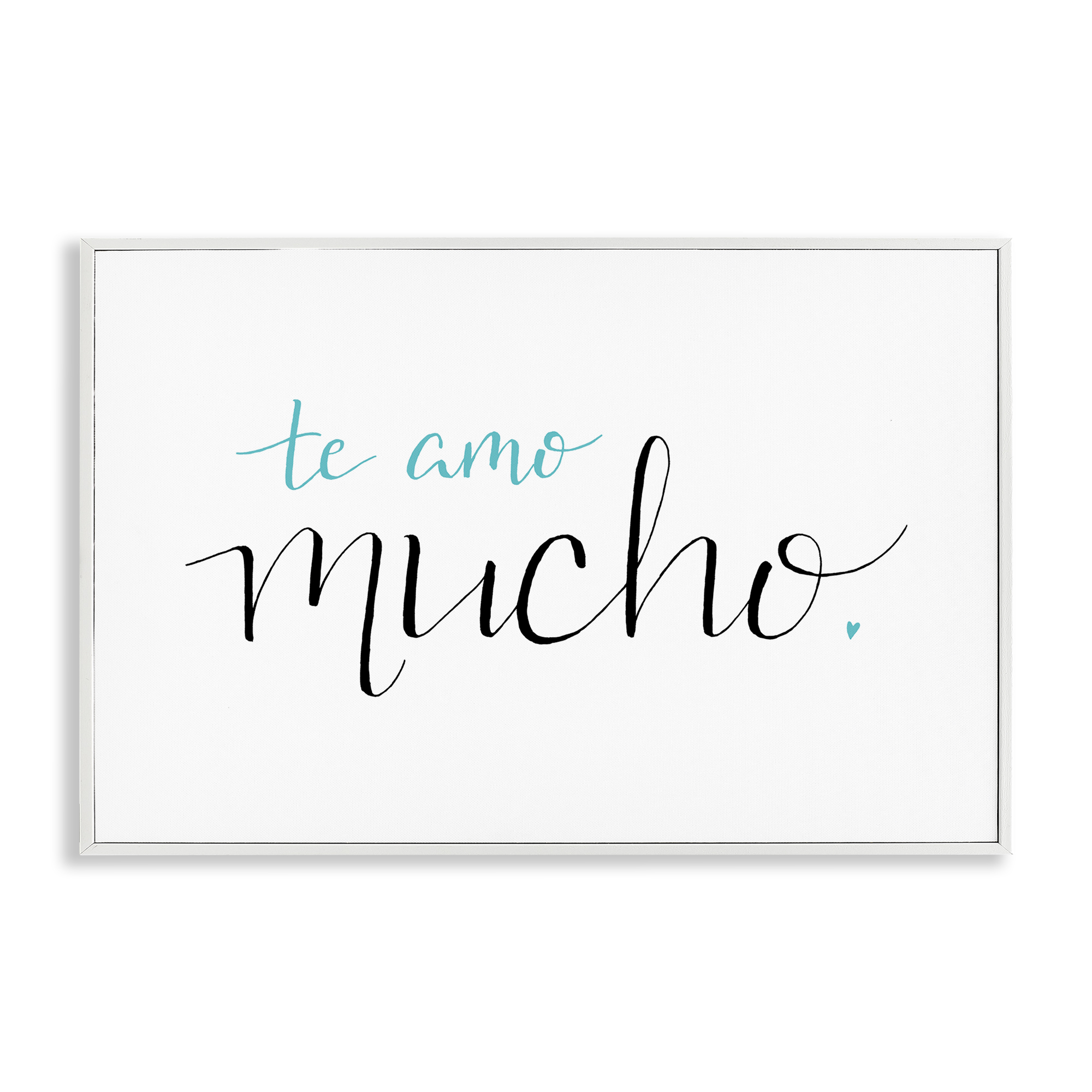 Stupell Industries Te Amo Mucho Turquesa Inspirational Quotes & Sayings Painting White Framed Art Print Wall Art, 24 x 16