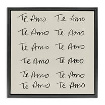 Stupell Industries Te Amo Repetitivo Inspirational Quotes & Sayings Drawing Black Floater Framed Art Print Wall Art, 18 x 18