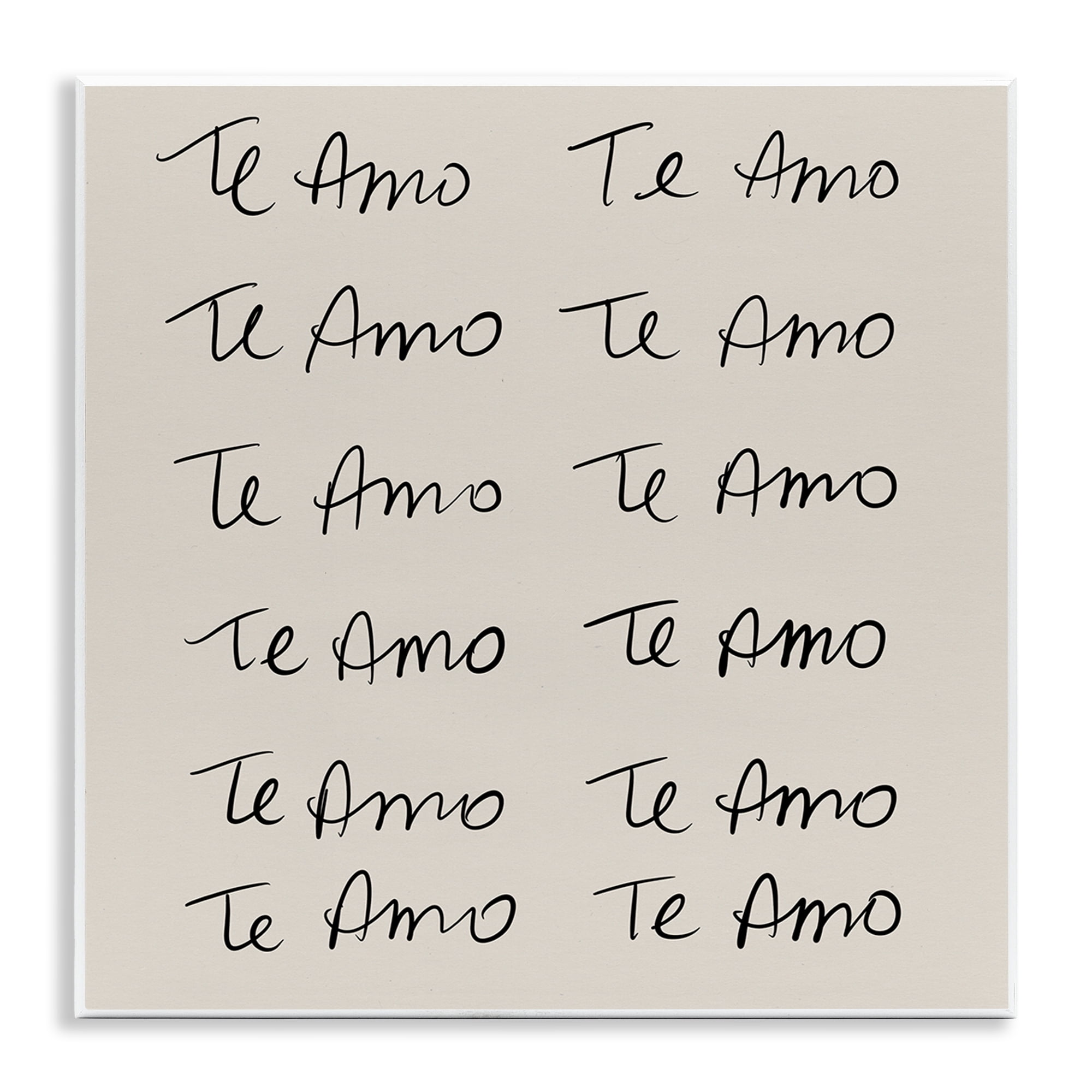 Stupell Industries Te Amo Repetitivo Inspirational Quotes & Sayings Drawing Unframed Art Print Wall Art, 12 x 12