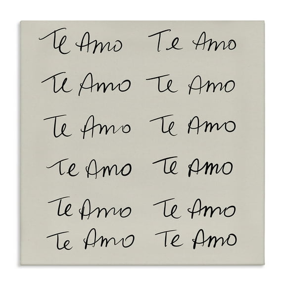 Stupell Industries Te Amo Repetitivo Inspirational Quotes & Sayings Drawing Wrapped Canvas Art Print Wall Art, 17 x 17