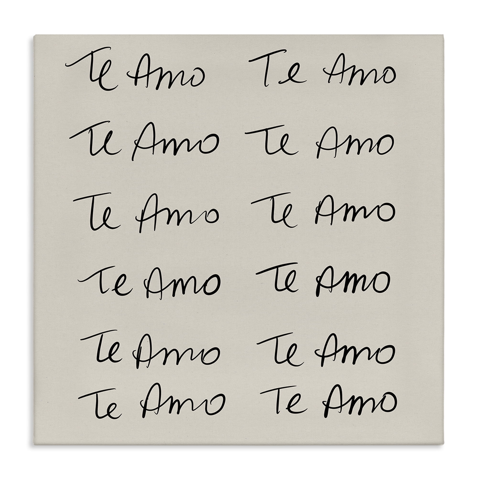 Stupell Industries Te Amo Repetitivo Inspirational Quotes & Sayings Drawing Wrapped Canvas Art Print Wall Art, 24 x 24