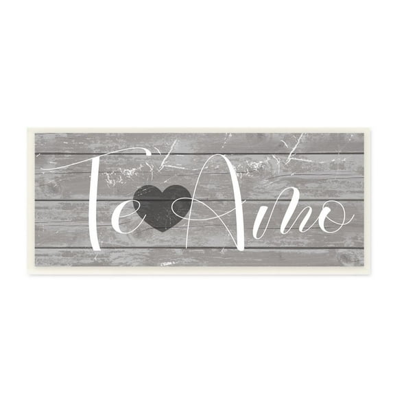 Stupell Industries Te Amo Romantic Rustic Grey Sign with Heart Designed by Daphne Polselli