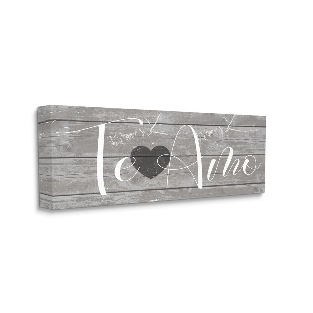 Stupell Industries Te Amo Romantic Rustic Grey Sign with Heart Designed by Daphne Polselli