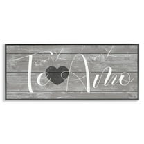 Stupell Industries Te Amo Romantic Rustic Typography Painting Black Framed Art Print Wall Art, 24 x 10