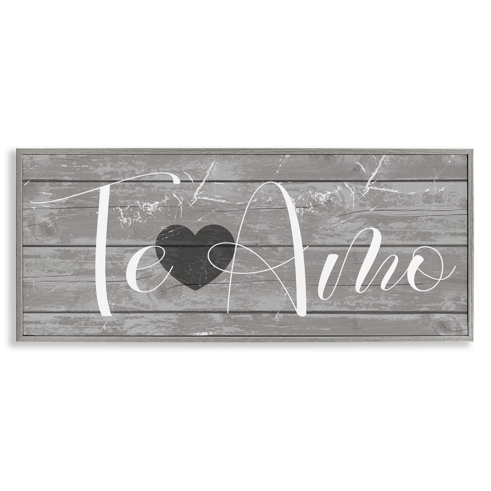 Stupell Industries Te Amo Romantic Rustic Typography Painting Gray ...