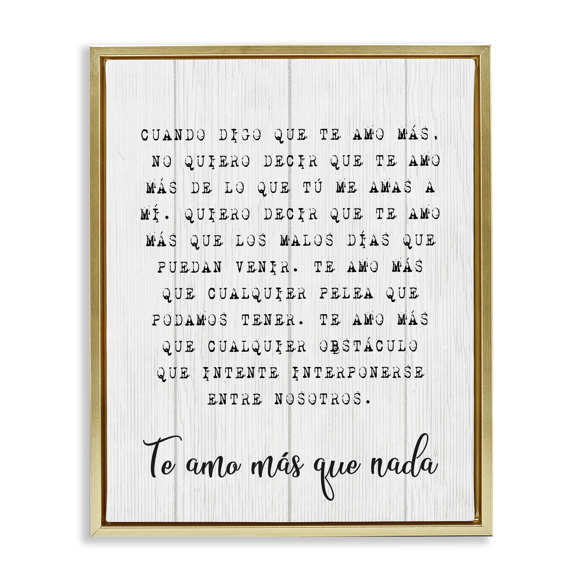 Stupell Industries Te Amo Sin Límites Inspirational Quotes & Sayings Painting Gold Floater Framed Art Print Wall Art, 17 x 21