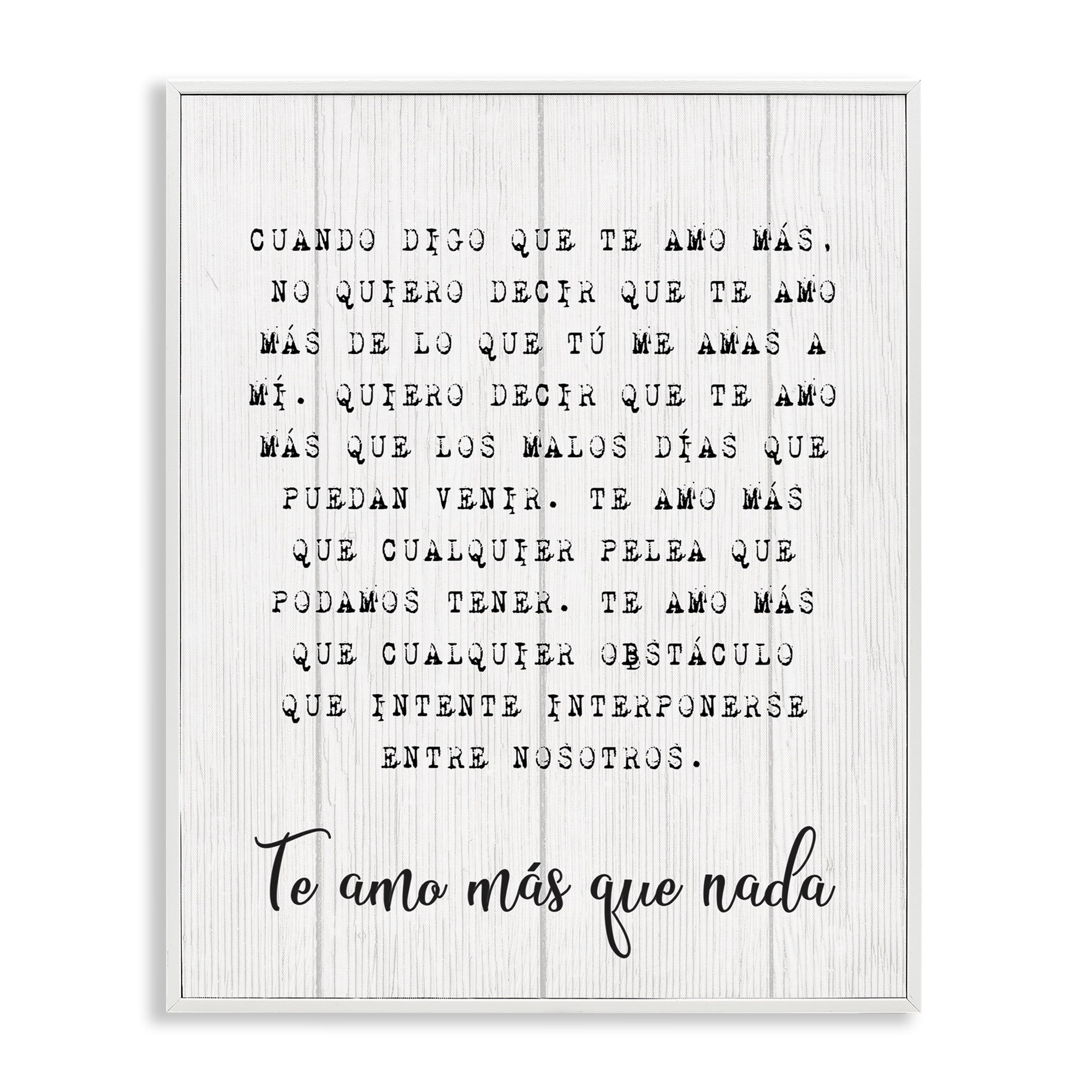 Stupell Industries Te Amo Sin Límites Inspirational Quotes & Sayings Painting White Framed Art Print Wall Art, 16 x 20