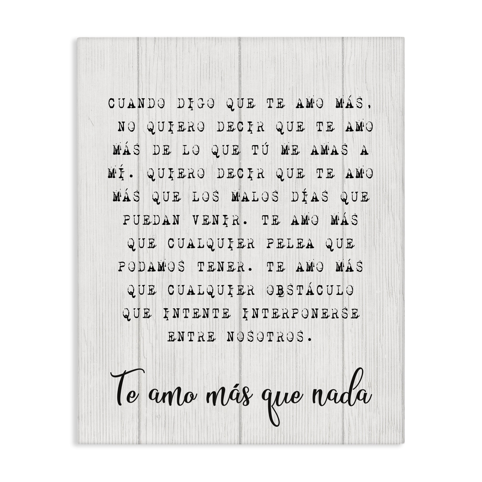 Stupell Industries Te Amo Sin Límites Inspirational Quotes & Sayings Painting Wrapped Canvas Art Print Wall Art, 30 x 40