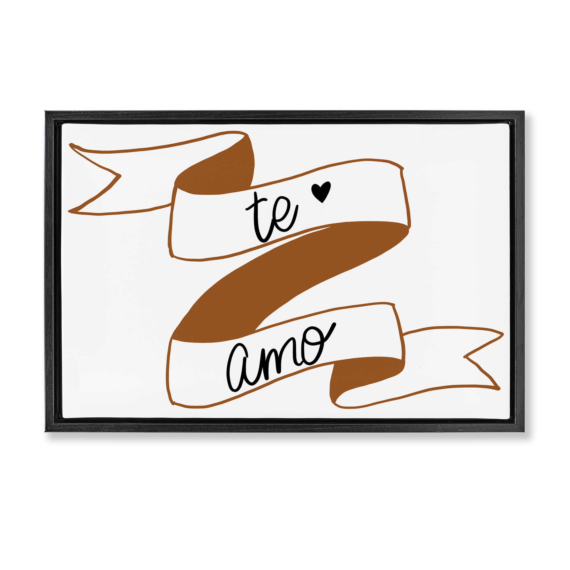 Stupell Industries Te Amo con Cinta Inspirational Quotes & Sayings Painting Black Floater Framed Art Print Wall Art, 25 x 17