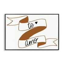 Stupell Industries Te Amo con Cinta Inspirational Quotes & Sayings Painting Black Framed Art Print Wall Art, 18 x 12