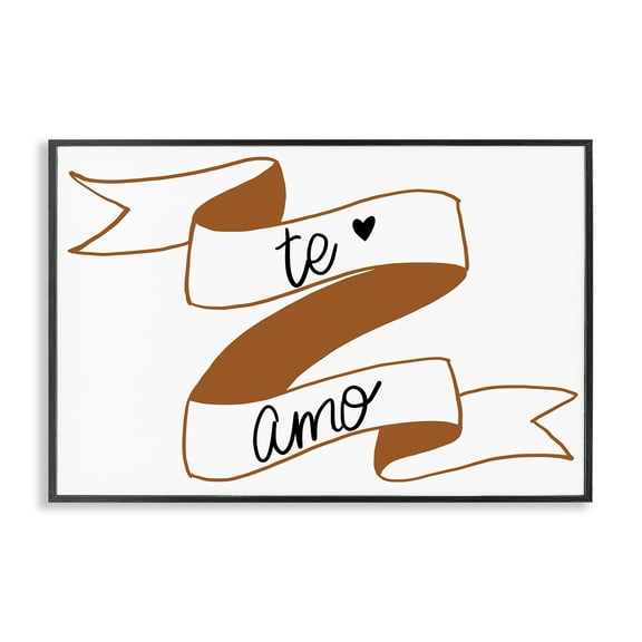 Stupell Industries Te Amo con Cinta Inspirational Quotes & Sayings Painting Black Framed Art Print Wall Art, 18 x 12