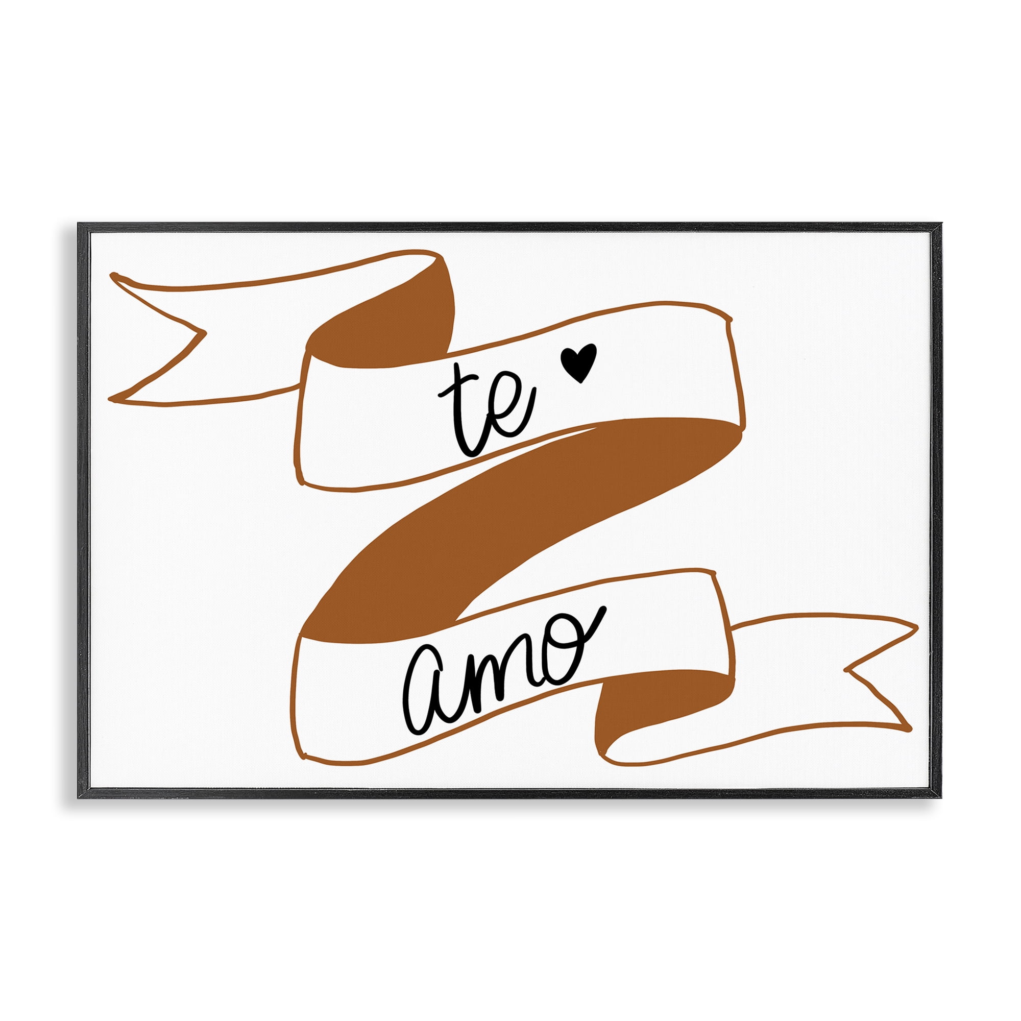 Stupell Industries Te Amo con Cinta Inspirational Quotes & Sayings Painting Black Framed Art Print Wall Art, 24 x 16