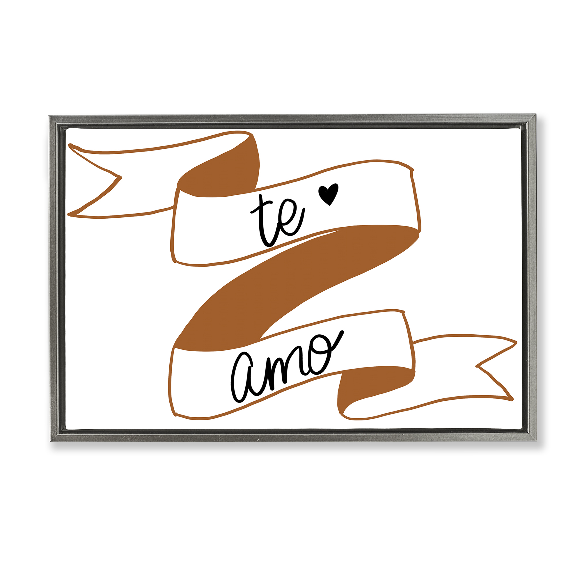 Stupell Industries Te Amo con Cinta Inspirational Quotes & Sayings Painting Gray Floater Framed Art Print Wall Art, 31 x 21
