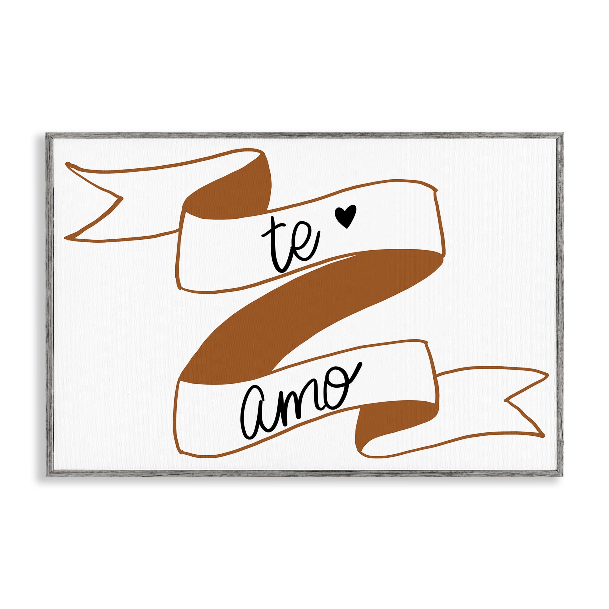 Stupell Industries Te Amo con Cinta Inspirational Quotes & Sayings Painting Gray Framed Art Print Wall Art, 30 x 20