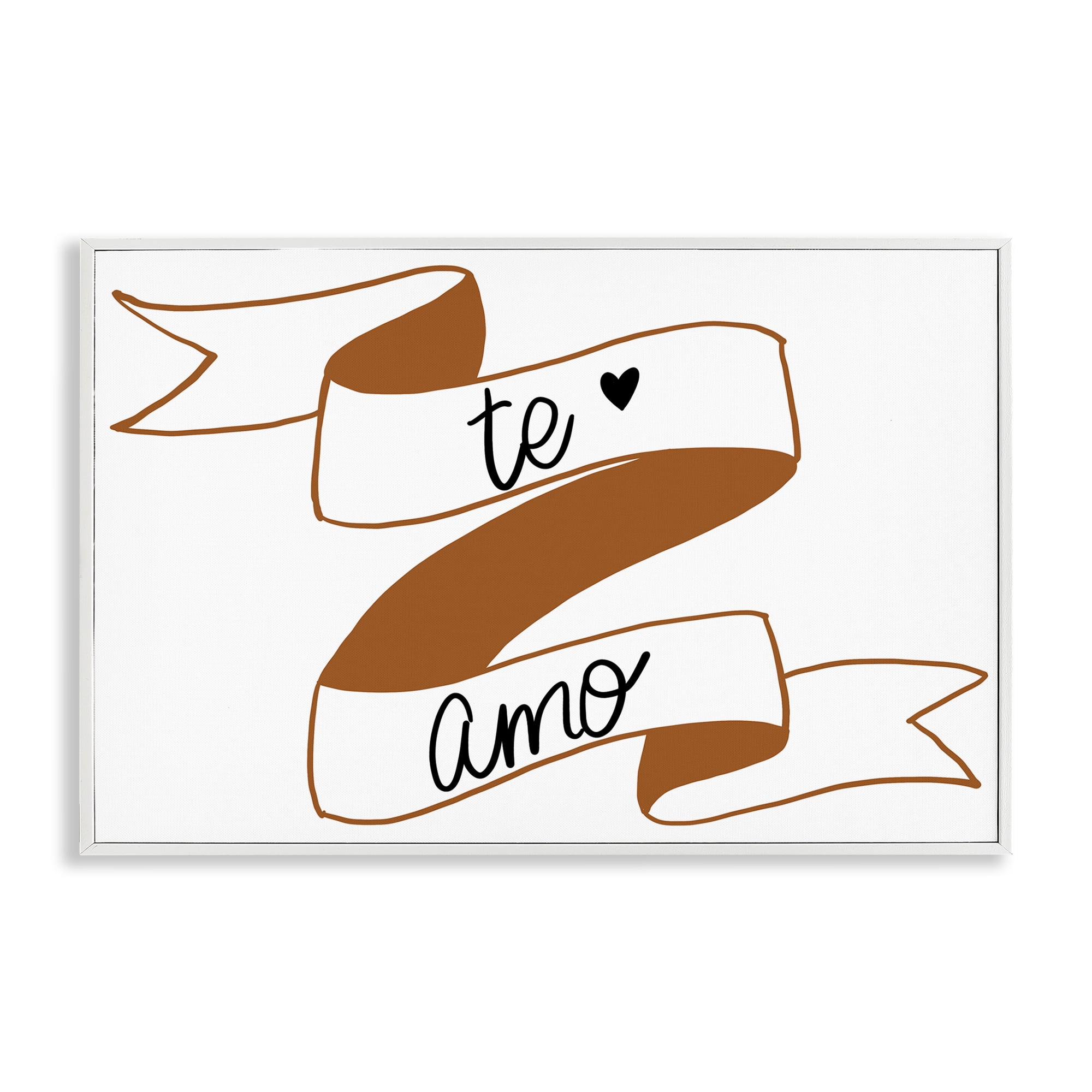 Stupell Industries Te Amo con Cinta Inspirational Quotes & Sayings Painting White Framed Art Print Wall Art, 18 x 12