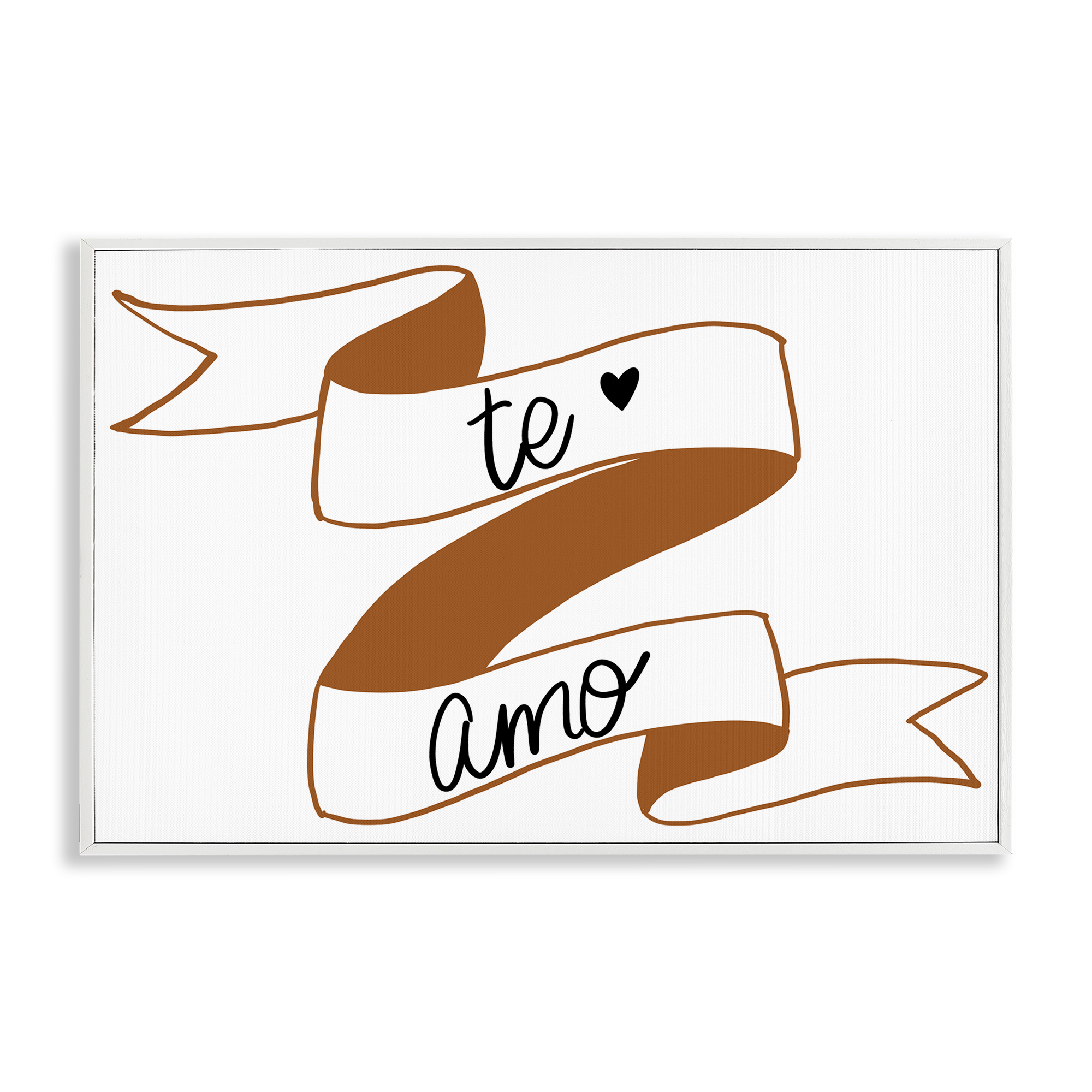 Stupell Industries Te Amo con Cinta Inspirational Quotes & Sayings Painting White Framed Art Print Wall Art, 24 x 16