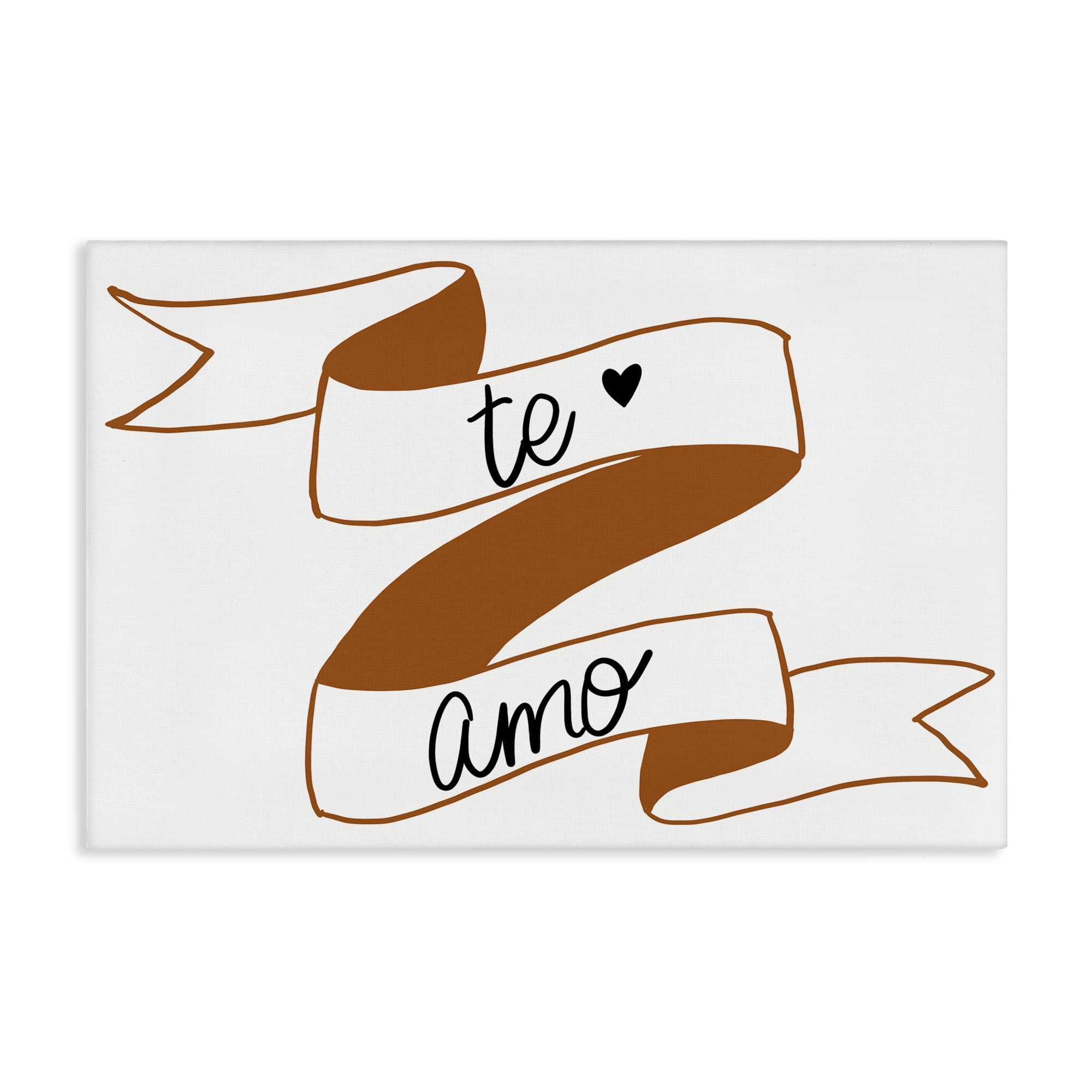 Stupell Industries Te Amo con Cinta Inspirational Quotes & Sayings Painting Wrapped Canvas Art Print Wall Art, 24 x 16