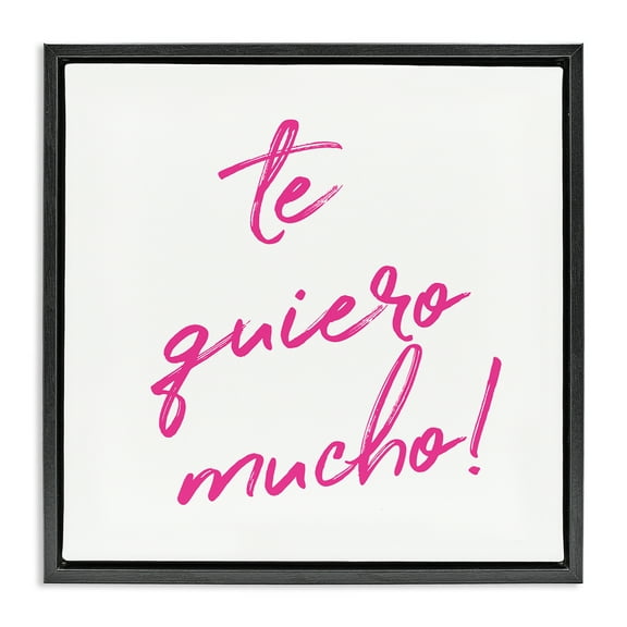 Stupell Industries Te Quiero Mucho Rosa Inspirational Quotes & Sayings Painting Black Floater Framed Art Print Wall Art, 18 x 18