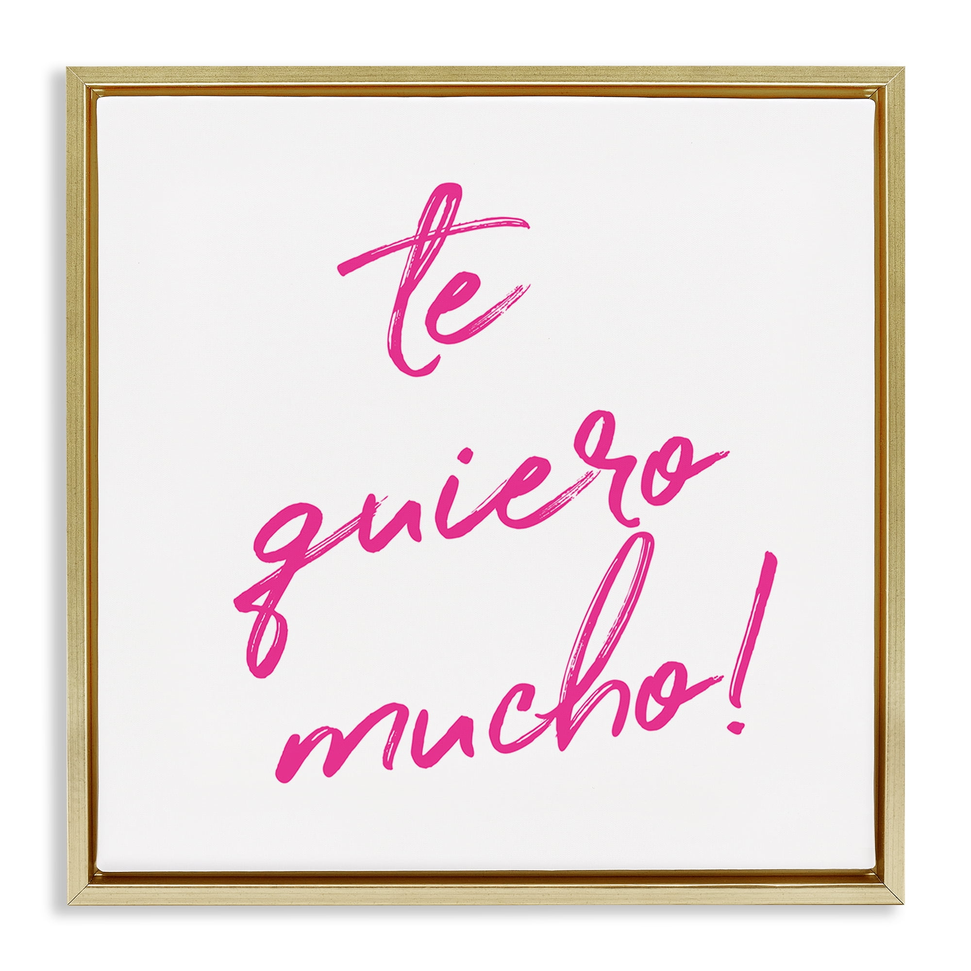Stupell Industries Te Quiero Mucho Rosa Inspirational Quotes & Sayings Painting Gold Floater Framed Art Print Wall Art, 18 x 18