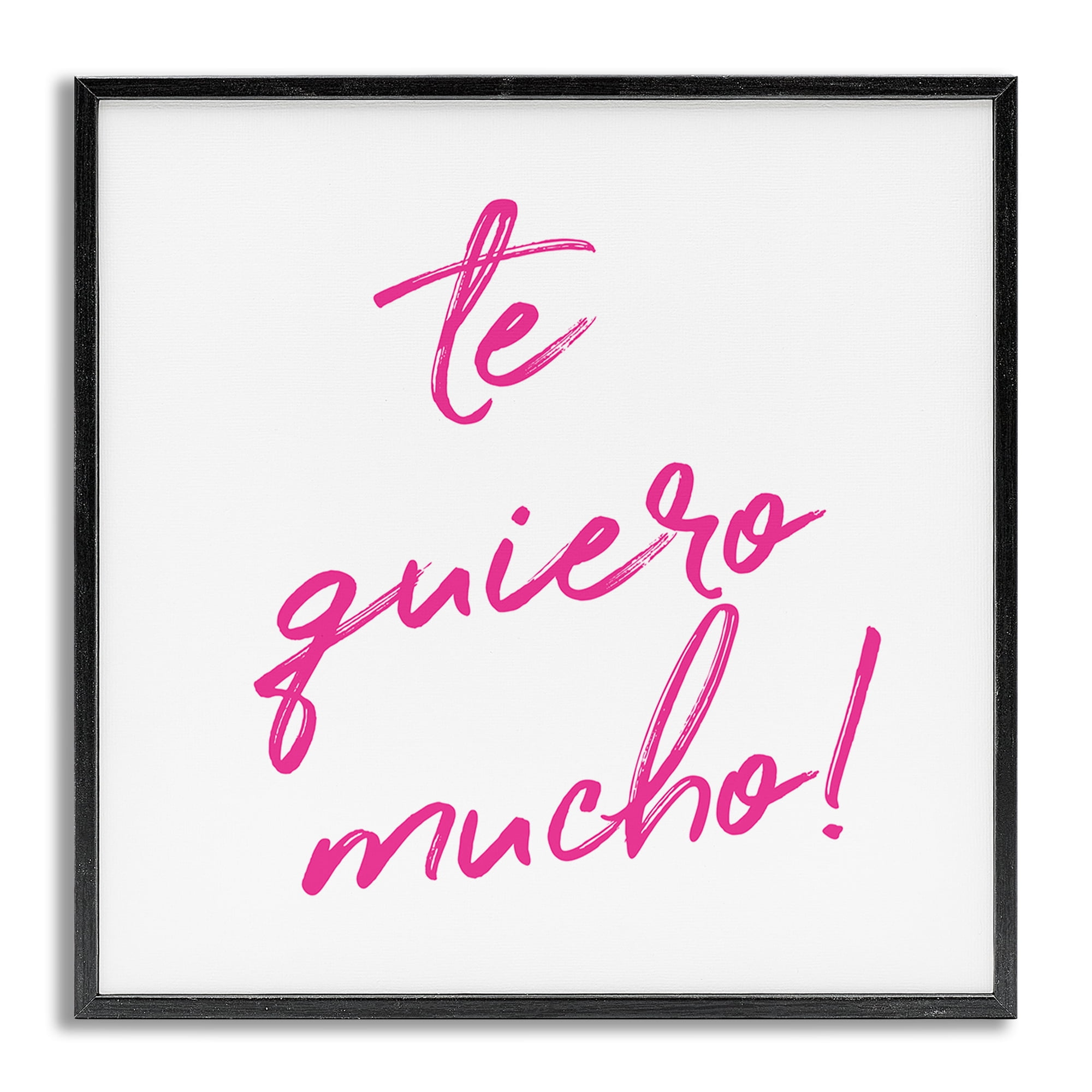 Stupell Industries Te Quiero Mucho Rosa Inspirational Quotes & Sayings Painting Gray Framed Art Print Wall Art, 17 x 17