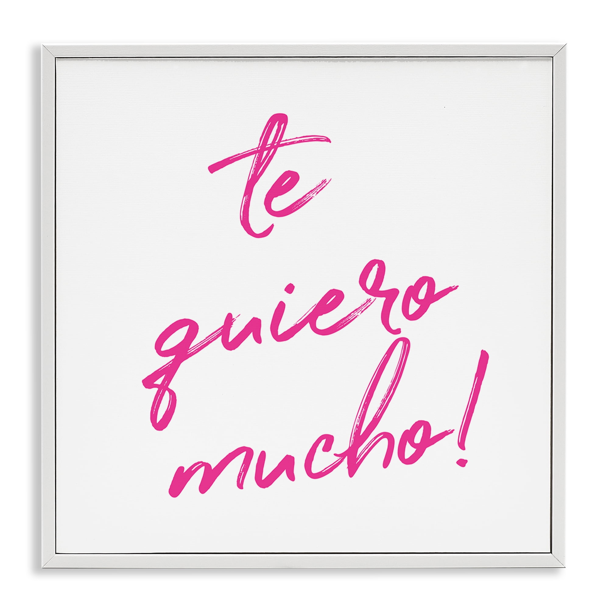 Stupell Industries Te Quiero Mucho Rosa Inspirational Quotes & Sayings Painting White Framed Art Print Wall Art, 12 x 12
