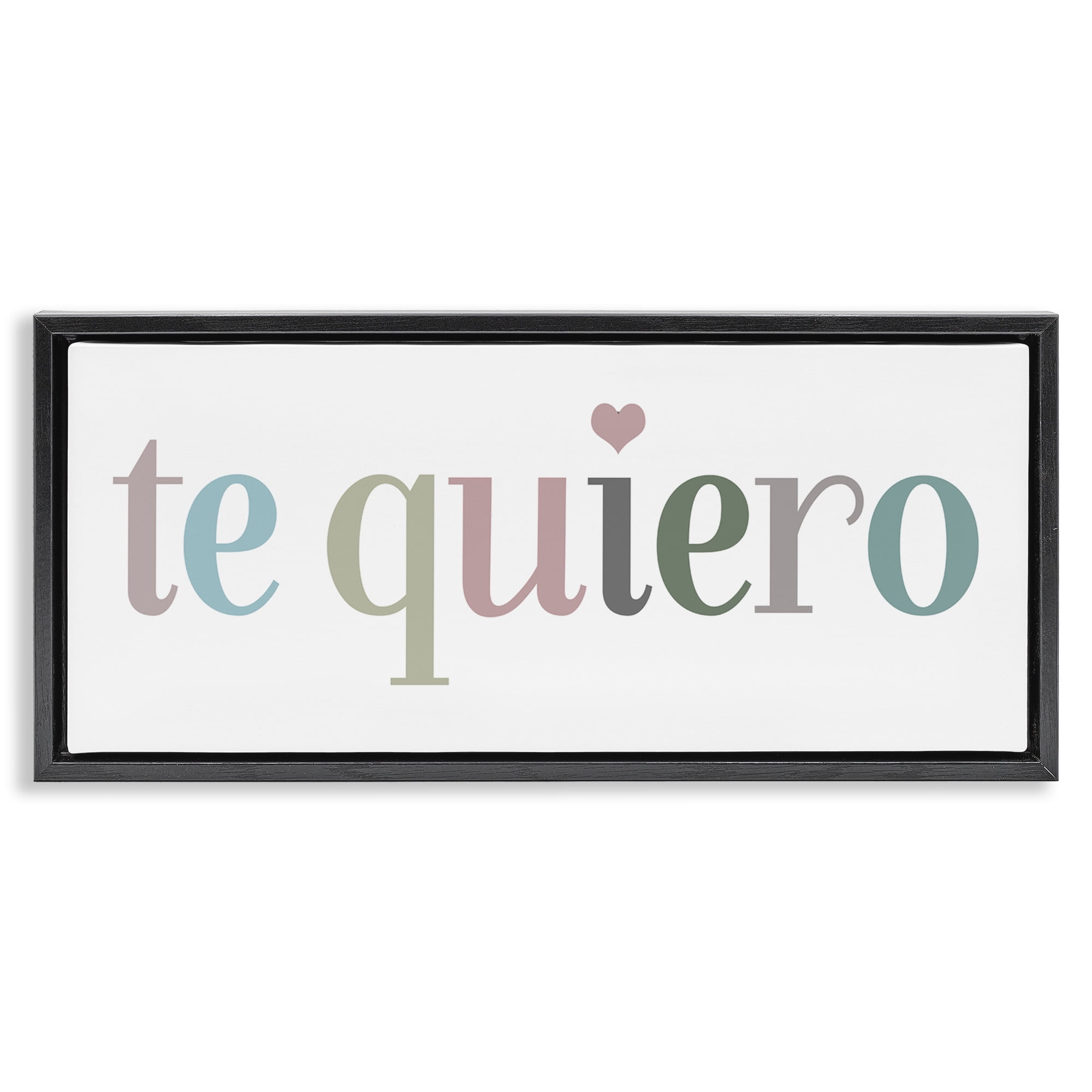 Stupell Industries Te Quiero Romantic Spanish Typography Painting Black Floater Framed Canvas Art Print Wall Art, 31 x 14