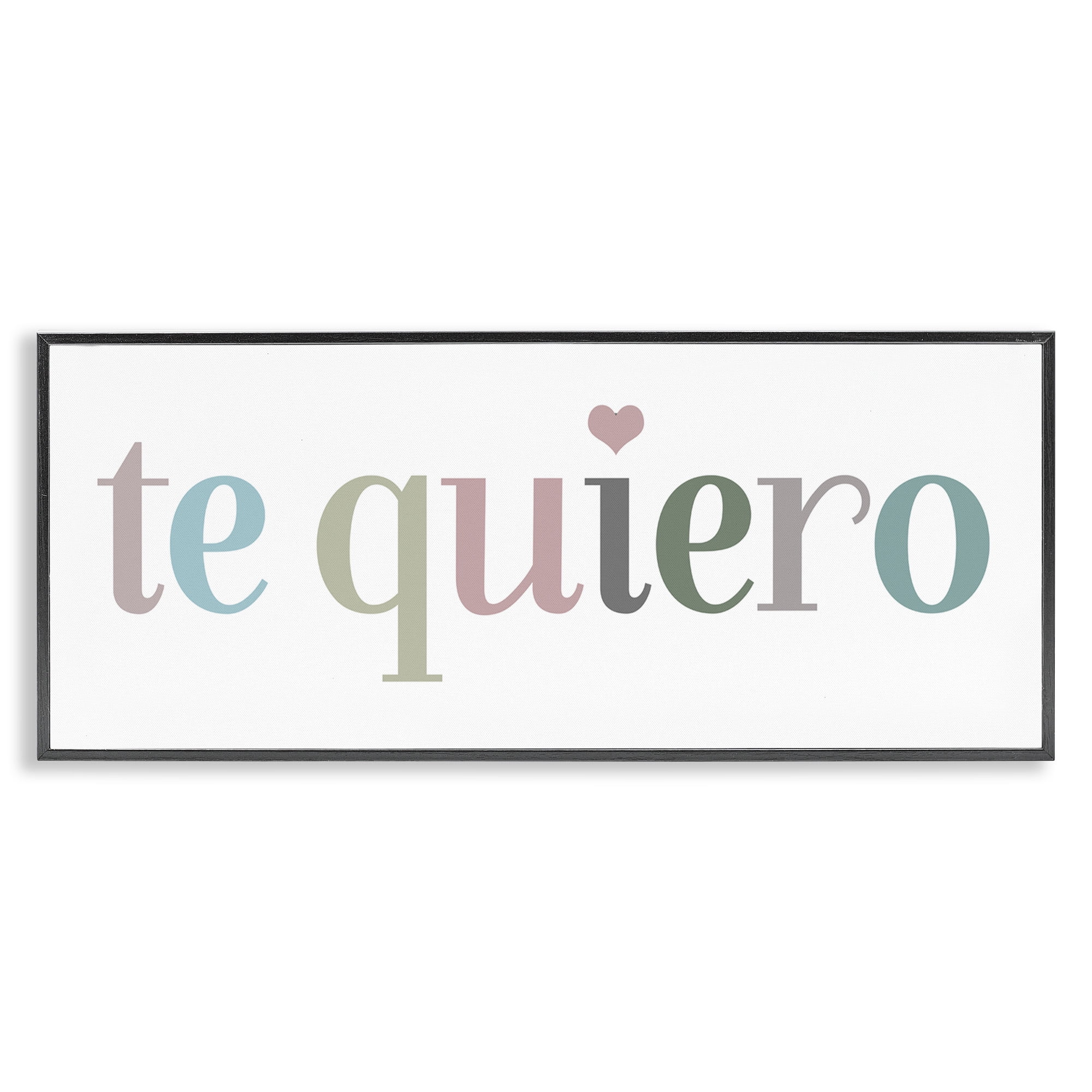 Stupell Industries Te Quiero Romantic Spanish Typography Painting Black Framed Art Print Wall Art, 30 x 13