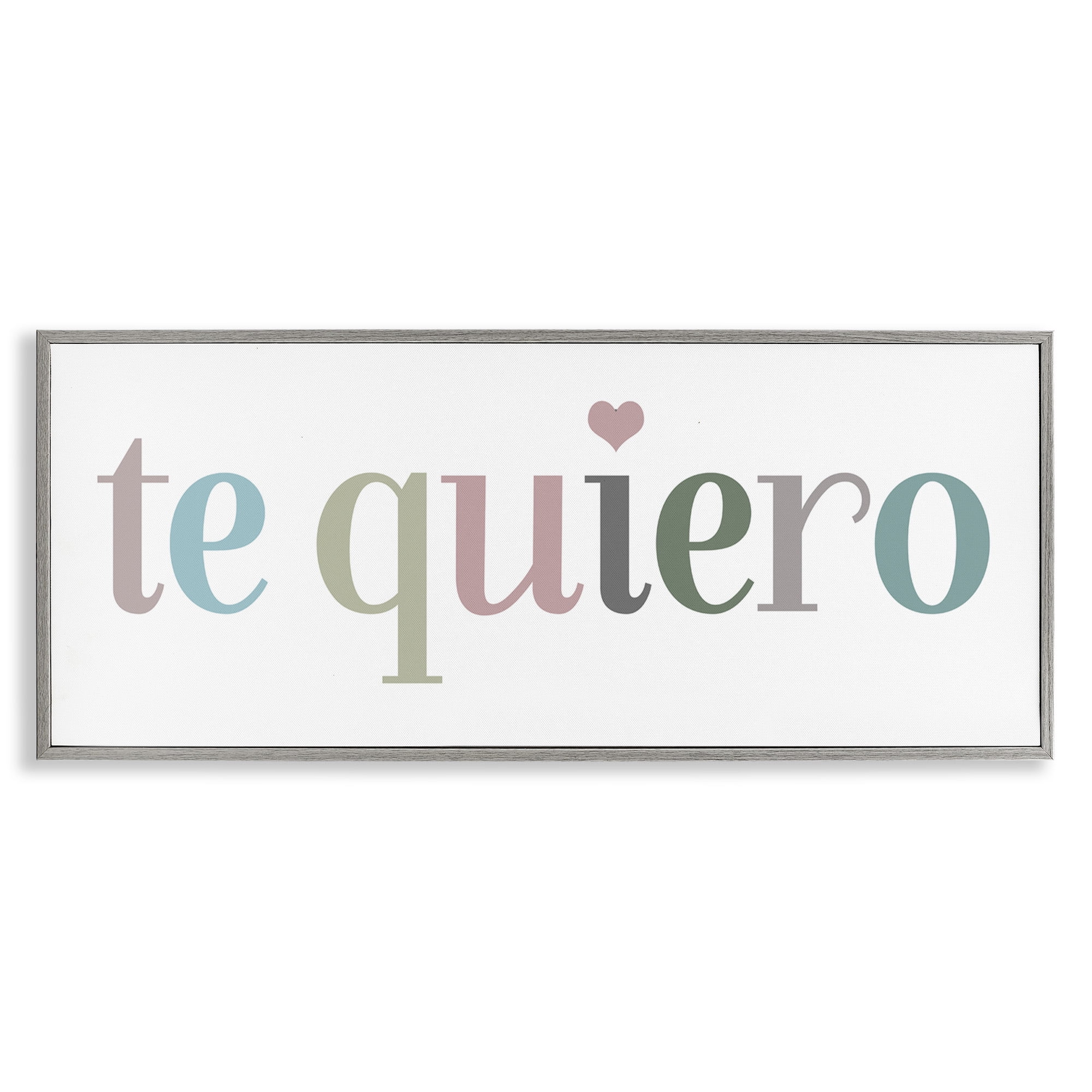 Stupell Industries Te Quiero Romantic Spanish Typography Painting Gray Framed Art Print Wall Art, 24 x 10