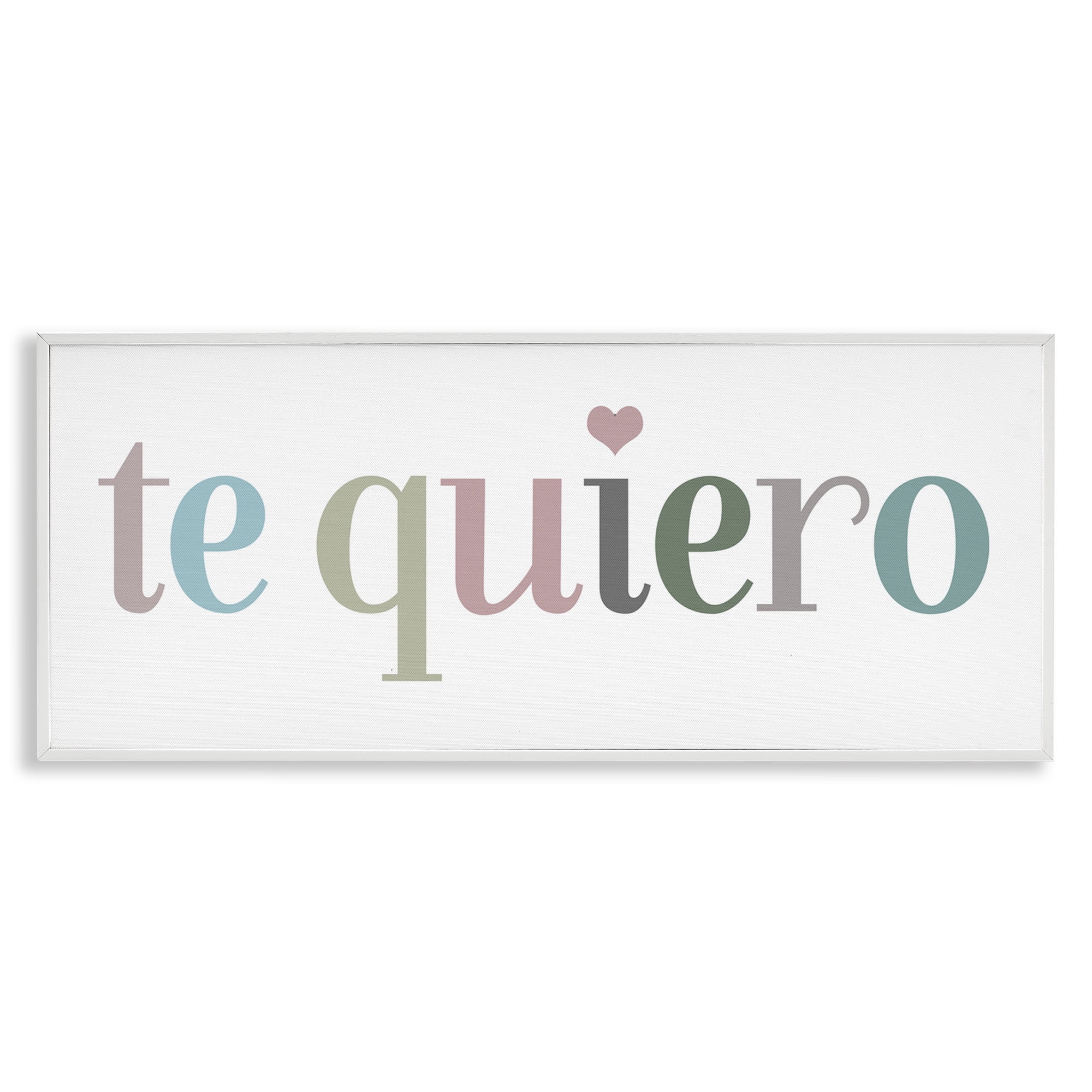 Stupell Industries Te Quiero Romantic Spanish Typography Painting White Framed Art Print Wall Art, 24 x 10