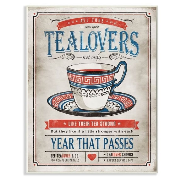 Stupell Industries Tea Lovers Vintage Comic Book Design Wall Plaque by Ester Kay