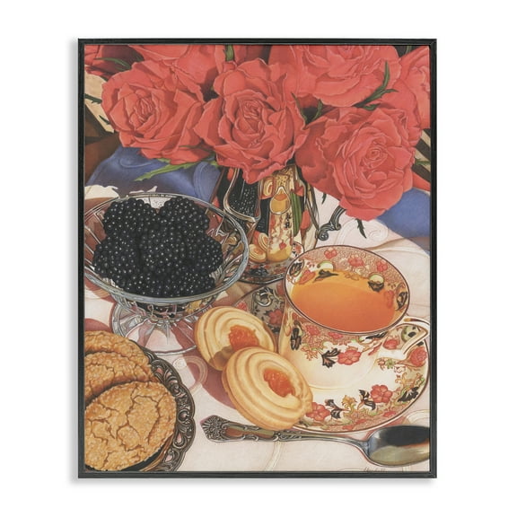 Stupell Industries Tea Party & Berries Food & Beverage Painting Black Framed Art Print Wall Art, 11 x 14