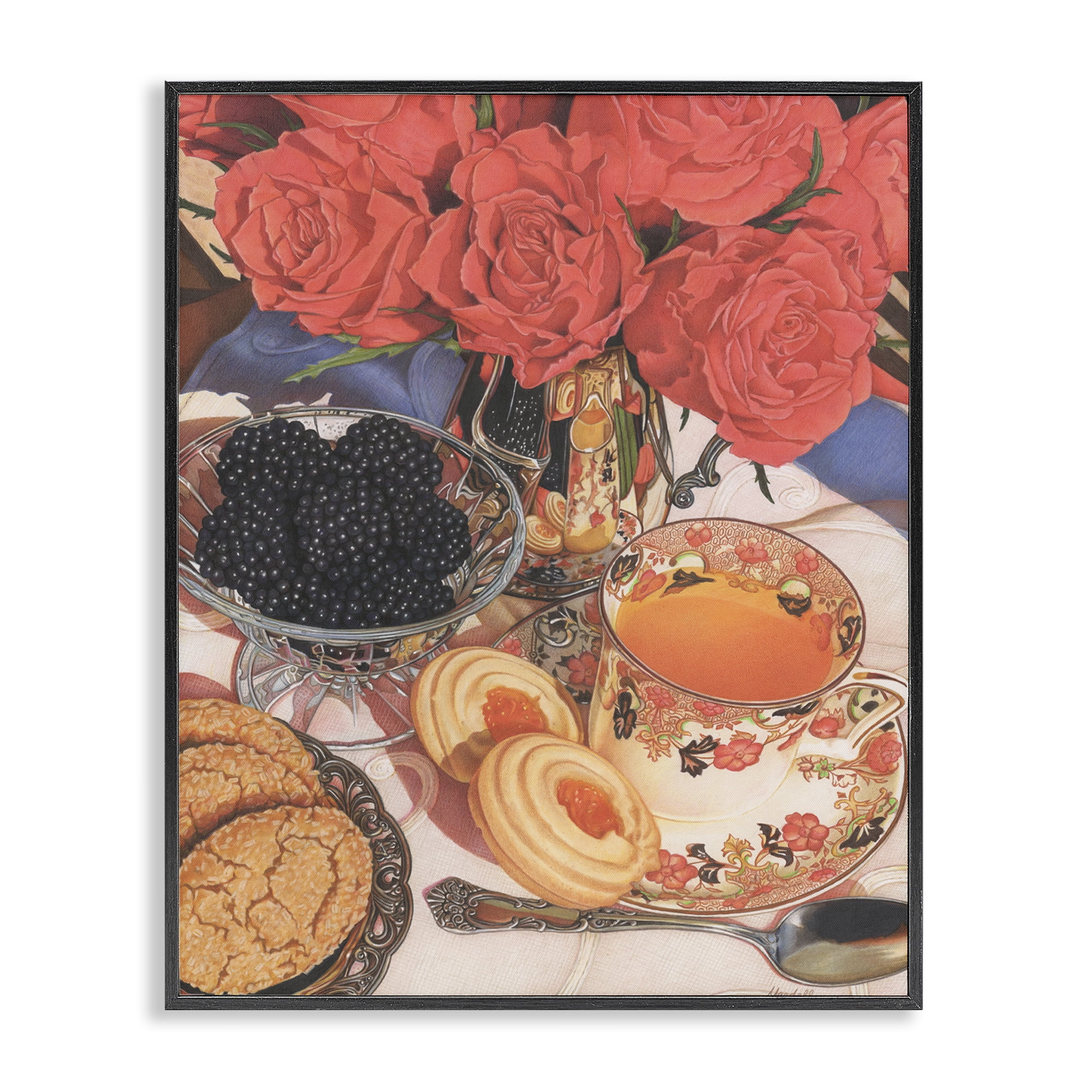 Stupell Industries Tea Party & Berries Food & Beverage Painting Black Framed Art Print Wall Art, 16 x 20