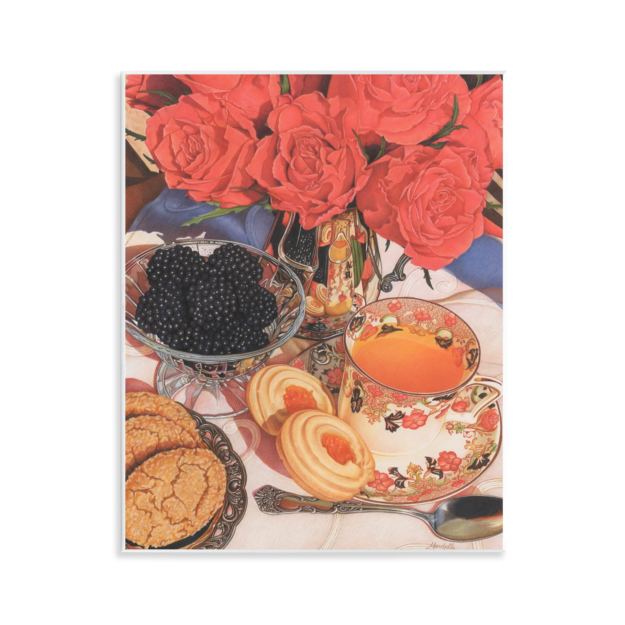 Stupell Industries Tea Party & Berries Food & Beverage Painting Unframed Art Print Wall Art, 11 x 14